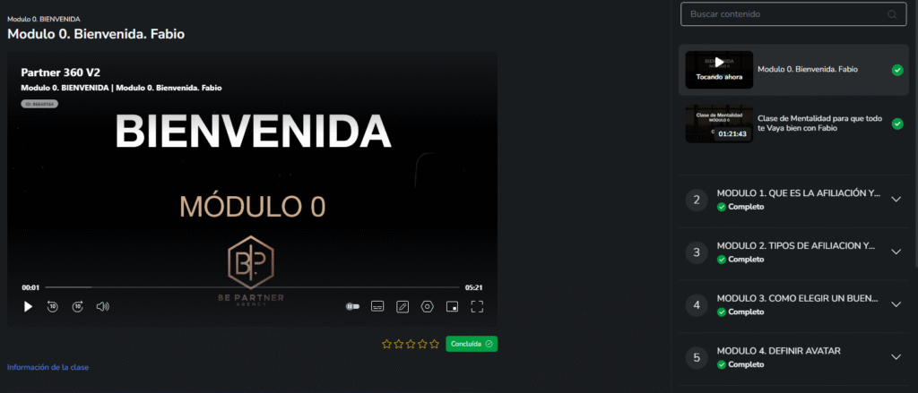 Captura de pantalla del curso de partner360 por dentro