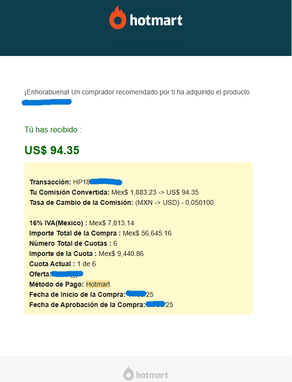 venta real de hotmart