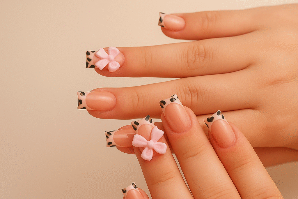 uñas 3d lazo animal print