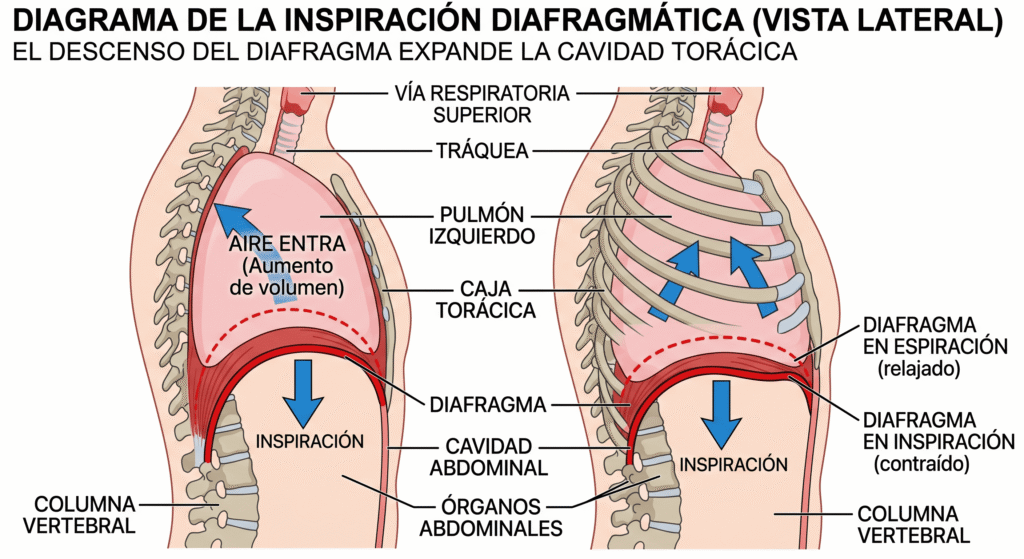Anatomía del diafragma y respiración diafragmática